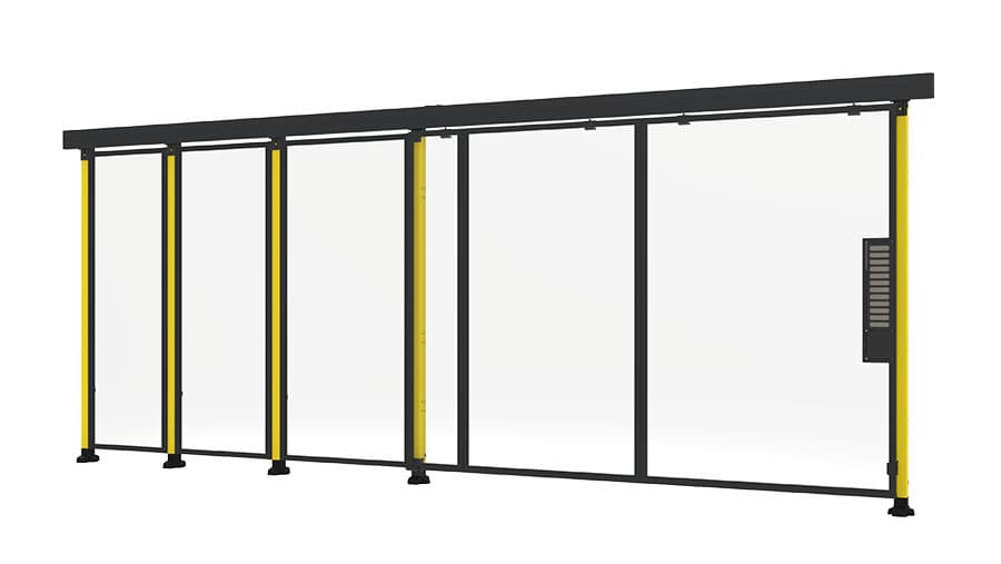 machine guarding sliding door with plasting panels from Axelent