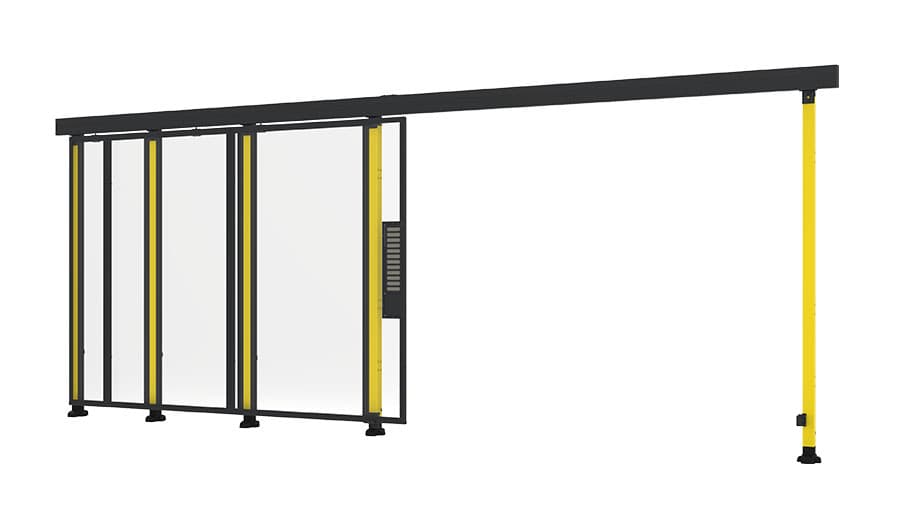 closed machine guarding sliding door with plasting panels from Axelent