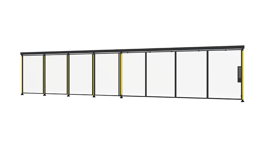 axelent machine guarding plastic panel sliding door closed