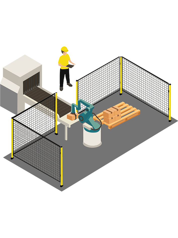 Collaboratieve robots zijn zo ontworpen dat ze zich voortbewegen met snelheden en krachten die bij contact/botsing geen letsel aan mensen veroorzaken.