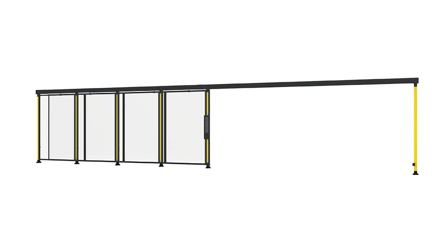 axelent machine guarding plastic panel sliding door open