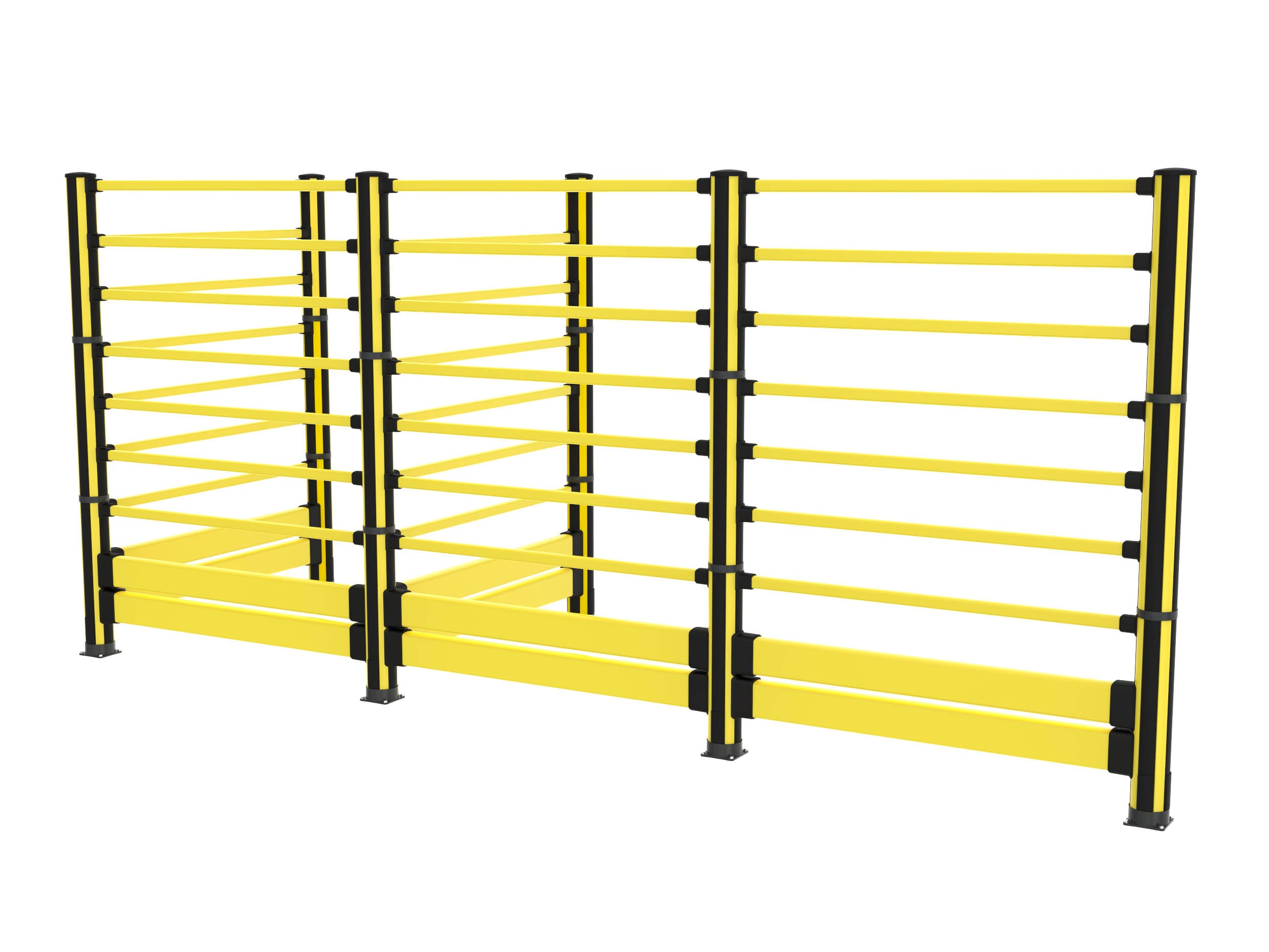 High yellow topple barrier with pedestrian impact protection