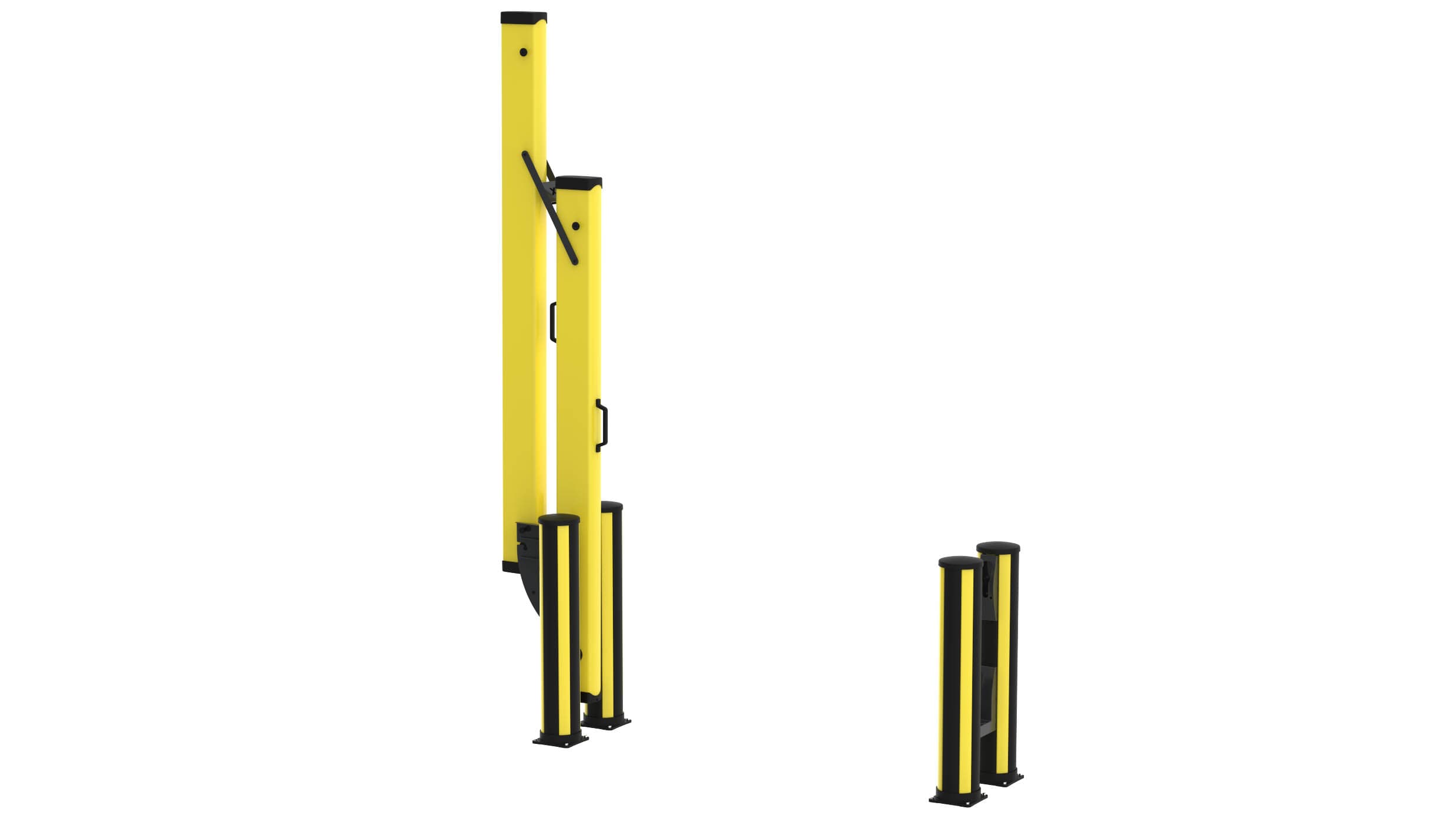 Yellow industrial safety dock gate open