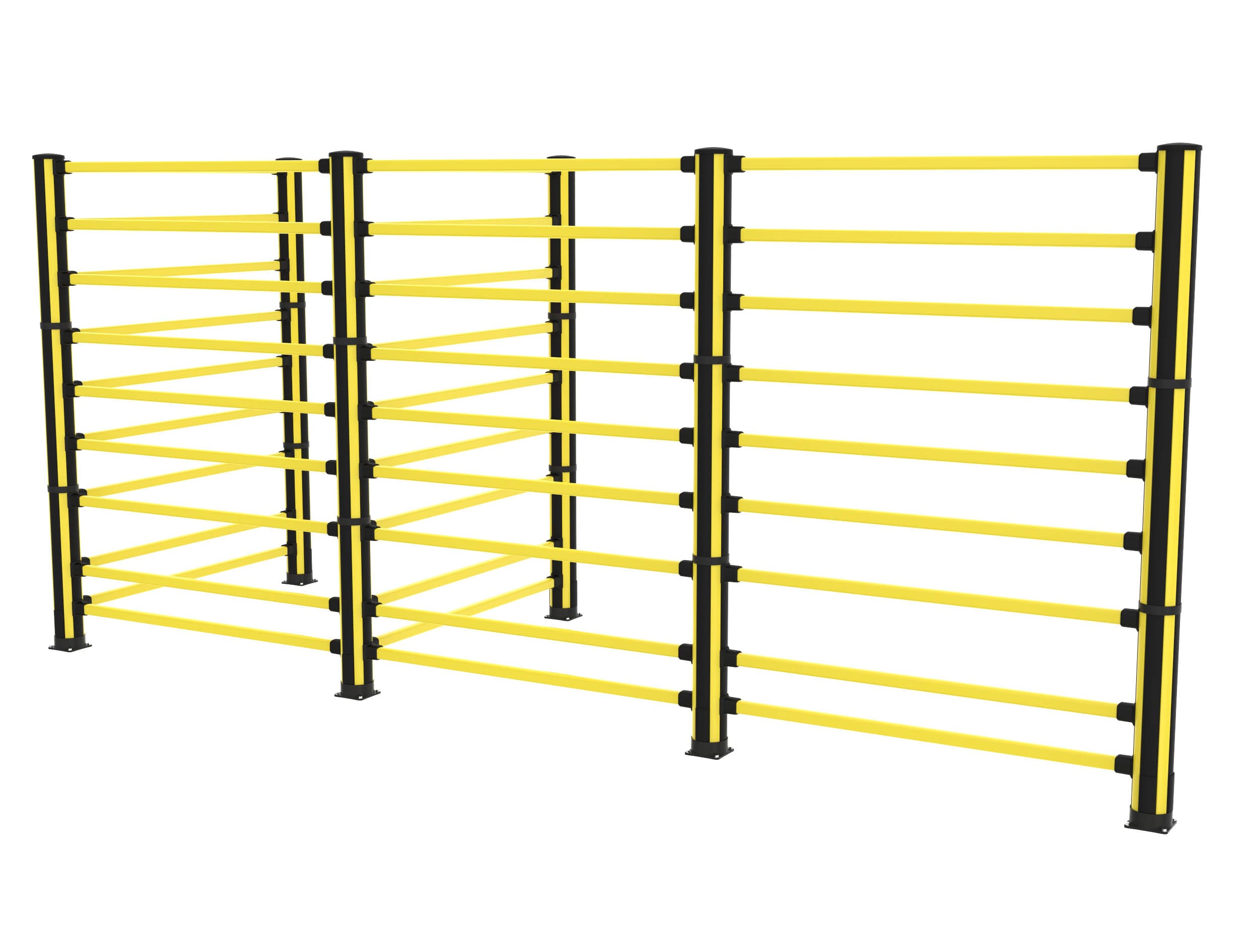 Assembly of yellow high top barriers