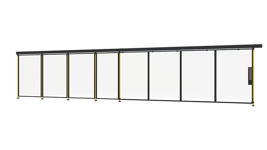 closed sliding door with plastic panel for machine guarding from Axelent