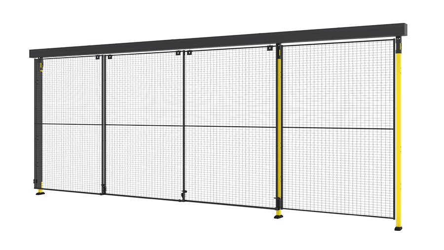 machine guarding triple sliding door with mesh panels