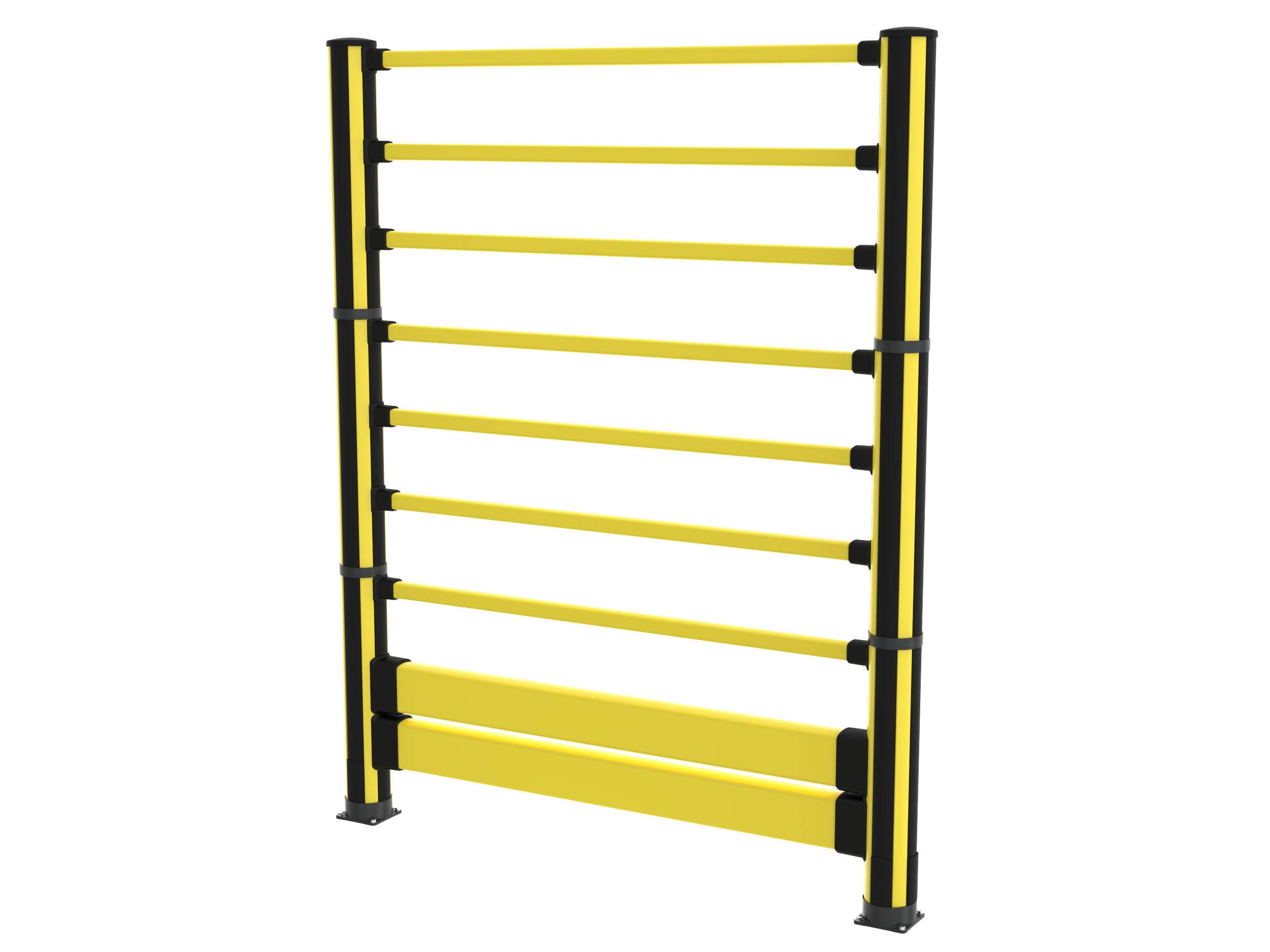 High yellow topple barrier with pedestrian impact protection