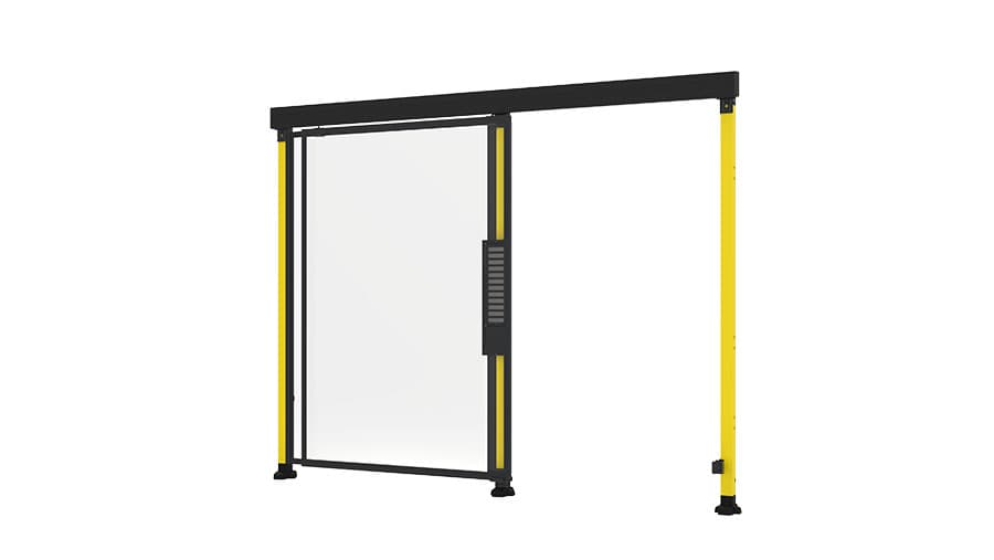 open sliding door with plastic panels, for Axelent machine guarding
