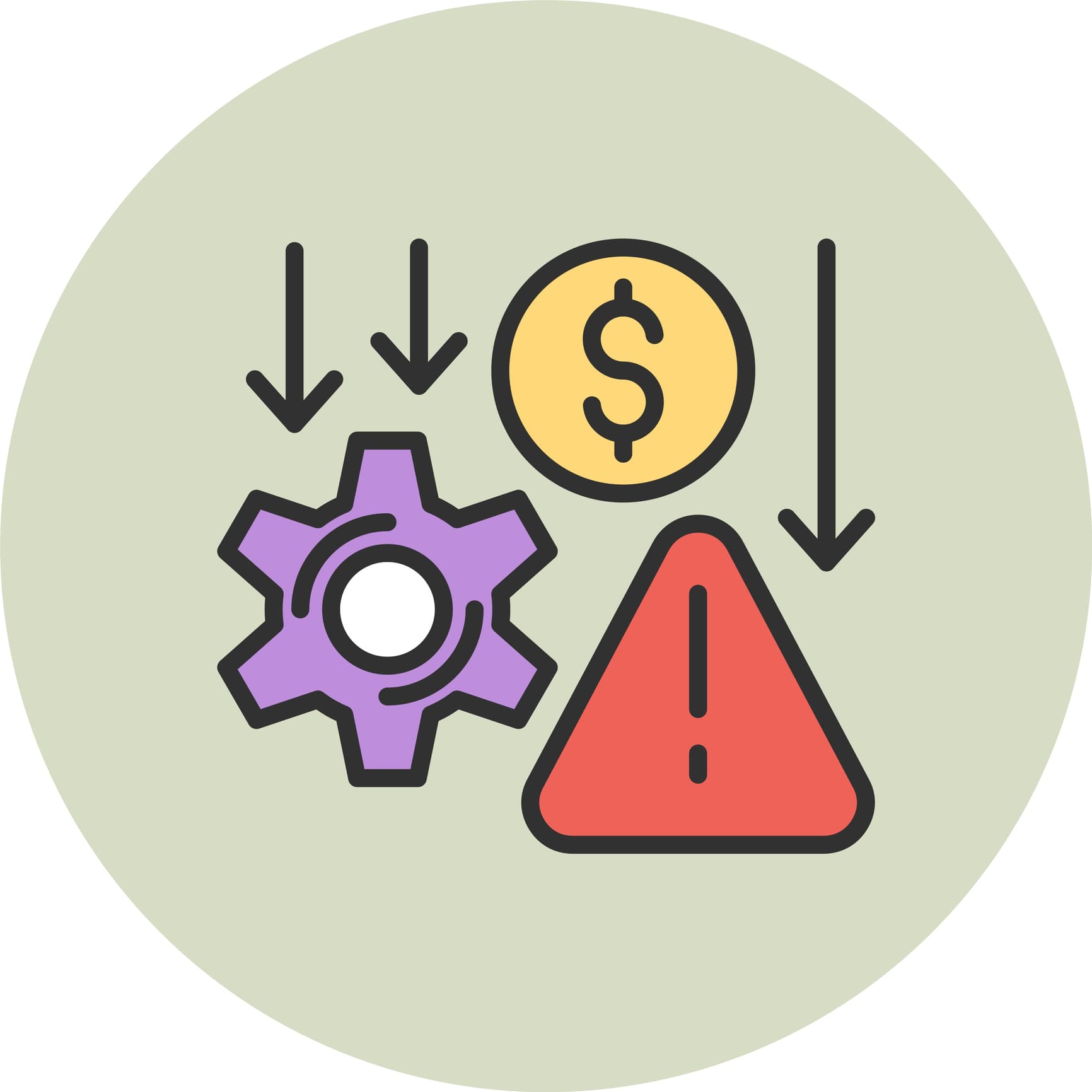 A visual graphic to shown declining productivity and revenue