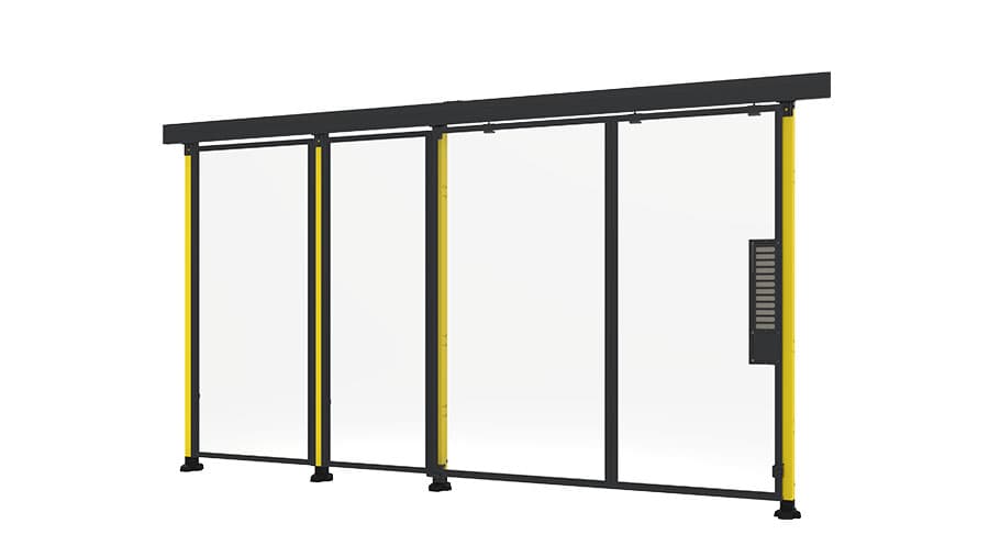 closed machine guarding sliding door with plastic panels axelent