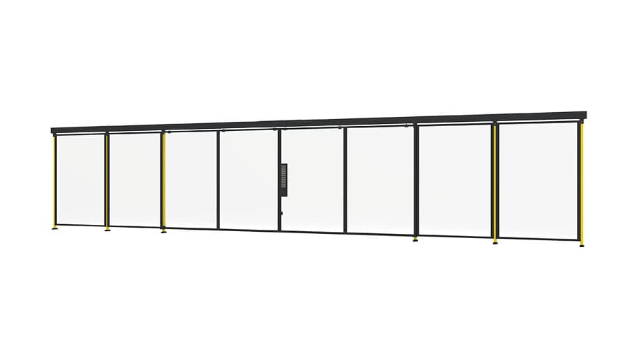 x-guard machine guarding sliding door with centre lock and plastic panels