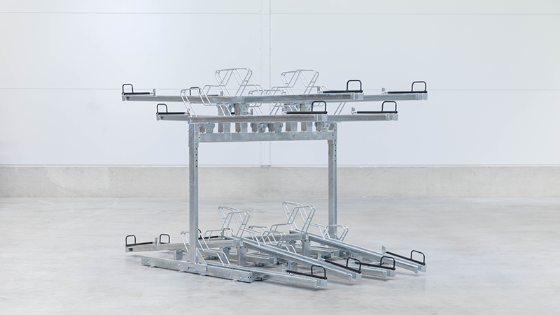 Double sided two tier bike rack
