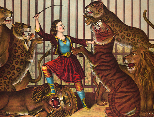 “Locked in a cage together with a lion” 