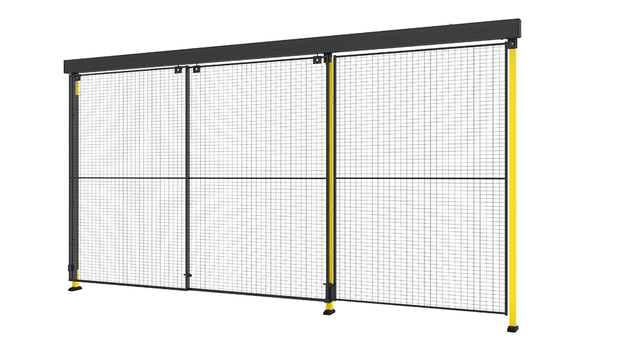 Double sliding door with 2-step rail