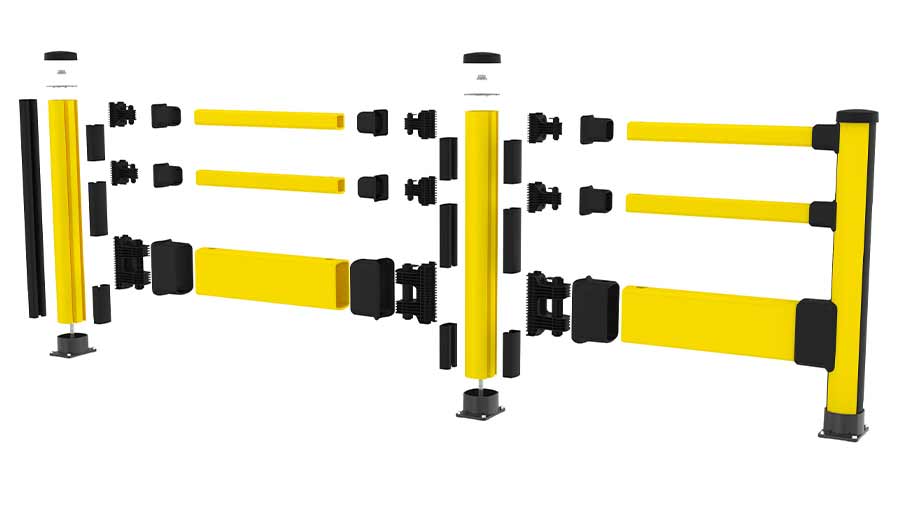 Black and yellow Essential Pedestrian with impact high configuration exploded