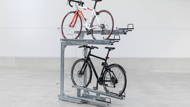 One sided two tier bike rack