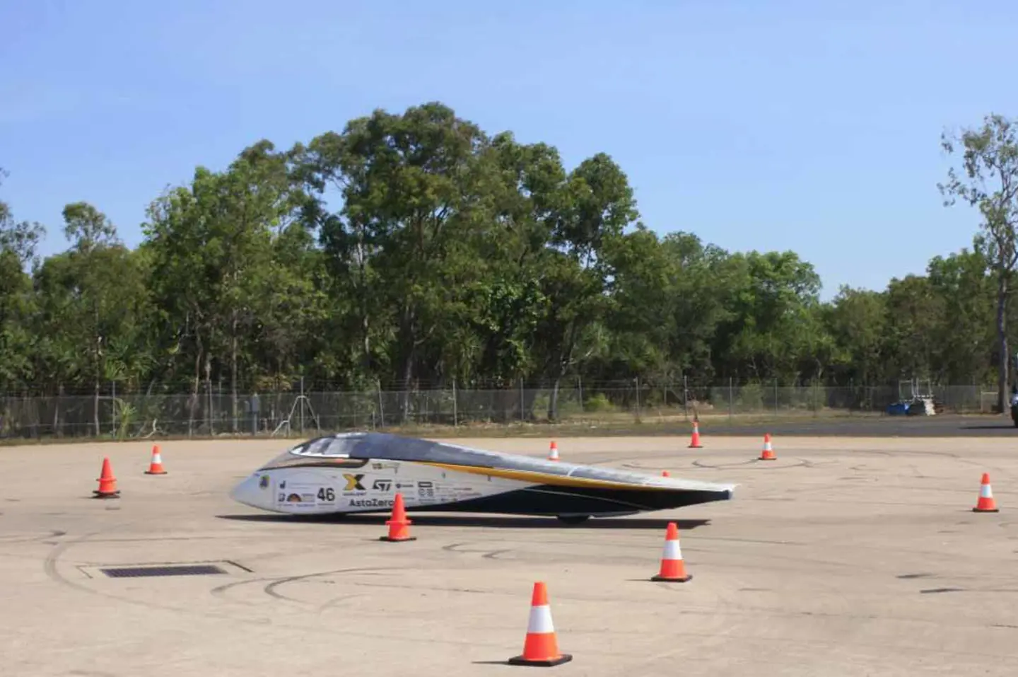 Solar car Nova Lumia performing the dynamic scrutineering test "figure 8"