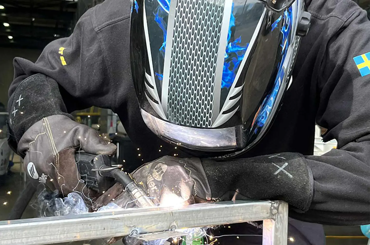 A person welding