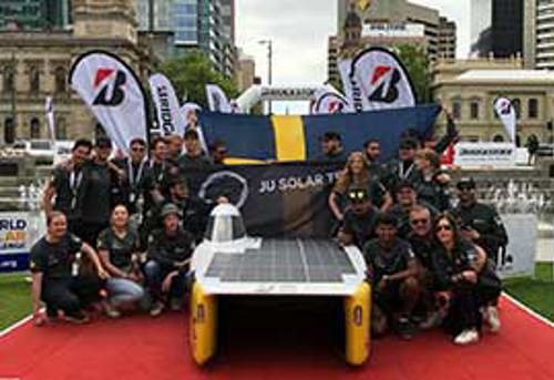 The solar car has crossed the finish line!