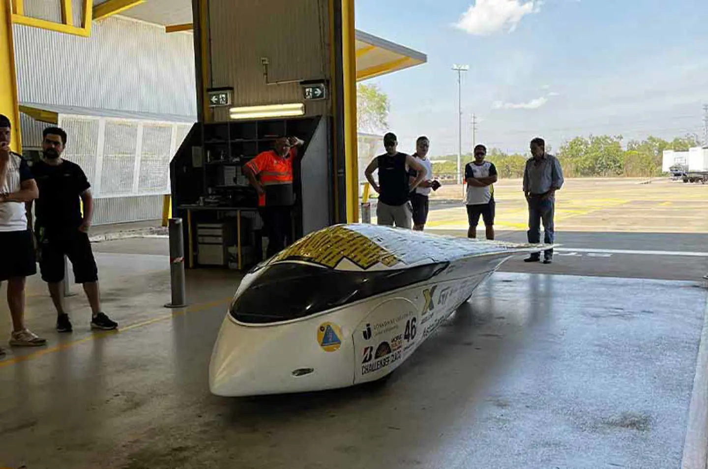 The solar car Nova Lumia in the garage in Darwin