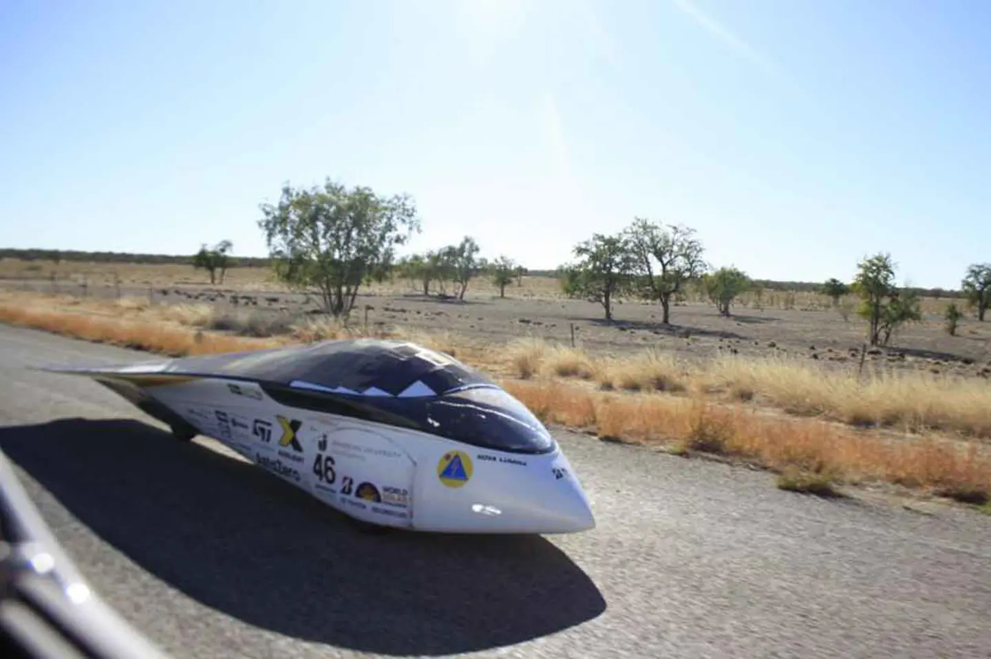 Nova Lumia on the road during Bridgestone World Solar Challenge in the Australian outback