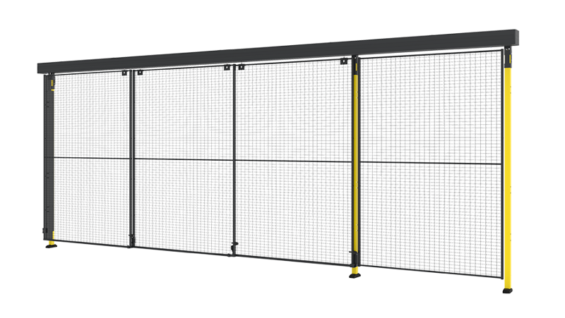 Triple sliding door with 3-step rail