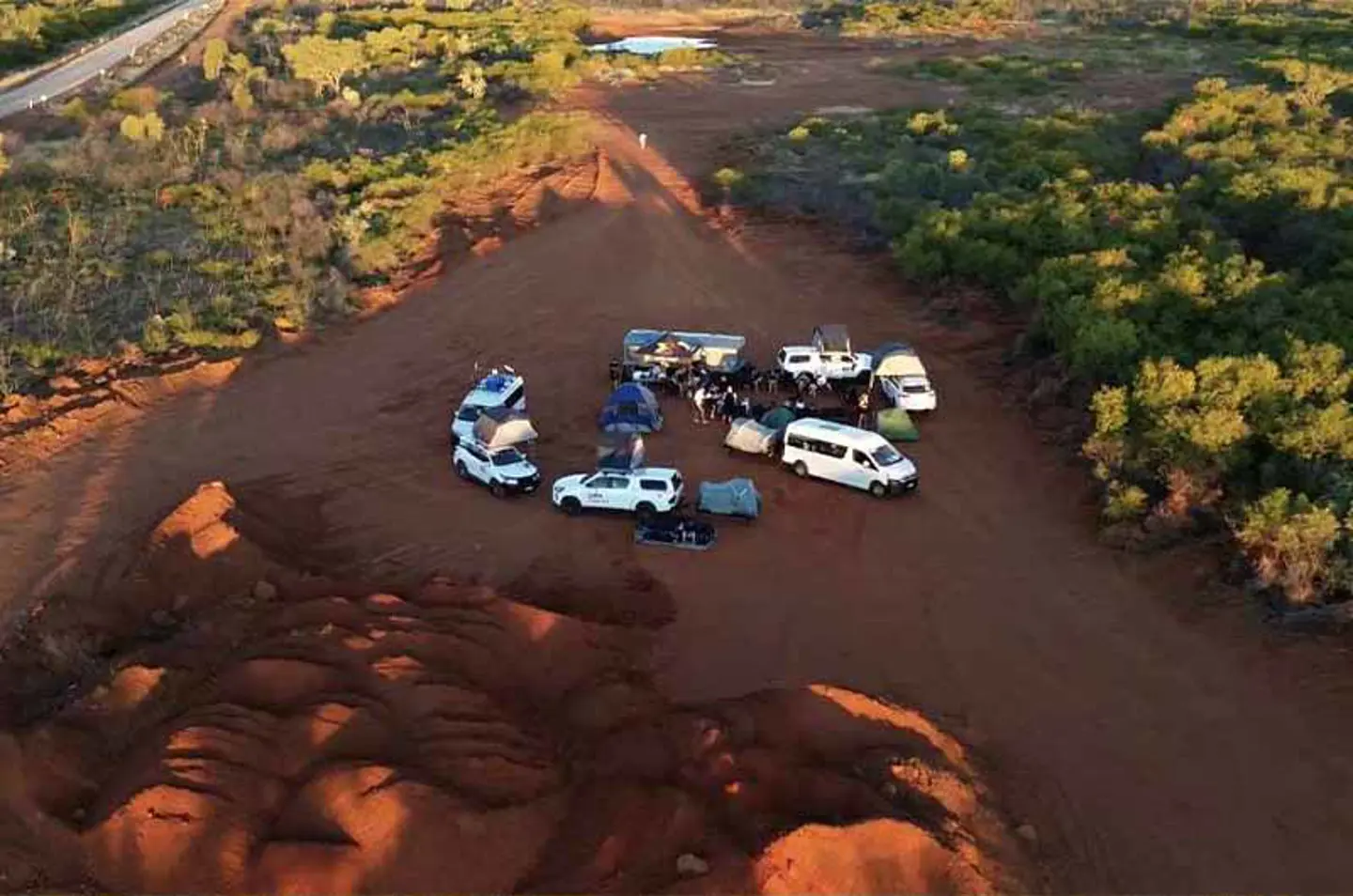 Drone shot of one of the campsites by JU Solar Team