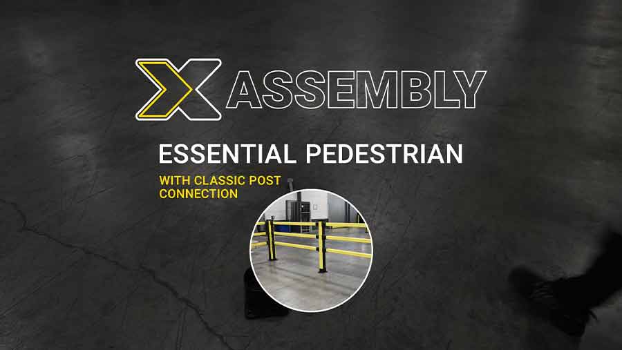 Essential pedestrian barrier with classic post connection assembly movie