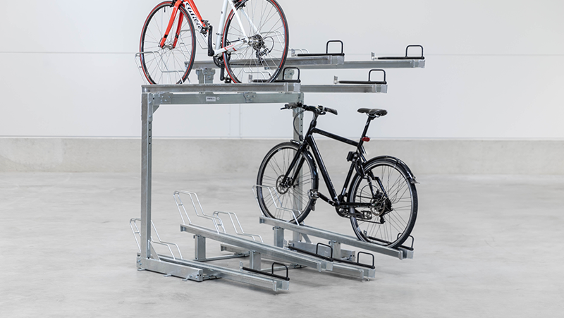 One sided two tier bike rack