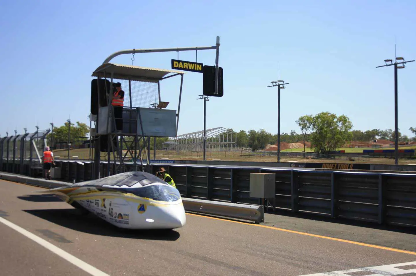 The solar car Nova Lumia on the race track in Hidden Valley